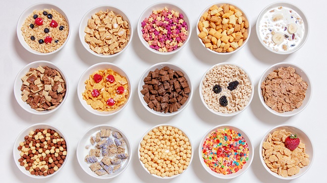 different breakfast cereals